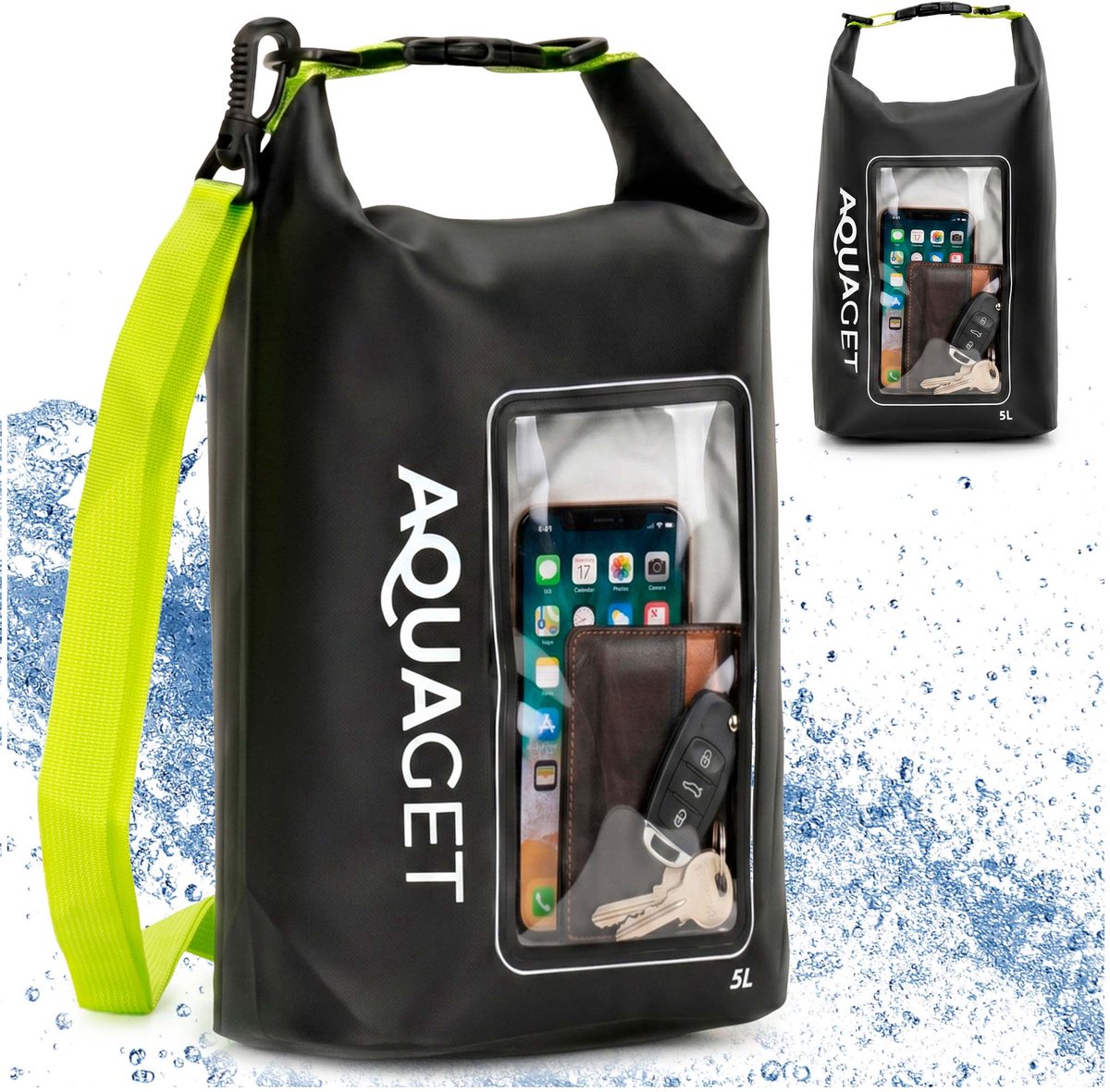 Aquaget® Drybag | Waterdichte Tas | 5 Liter | Zwart