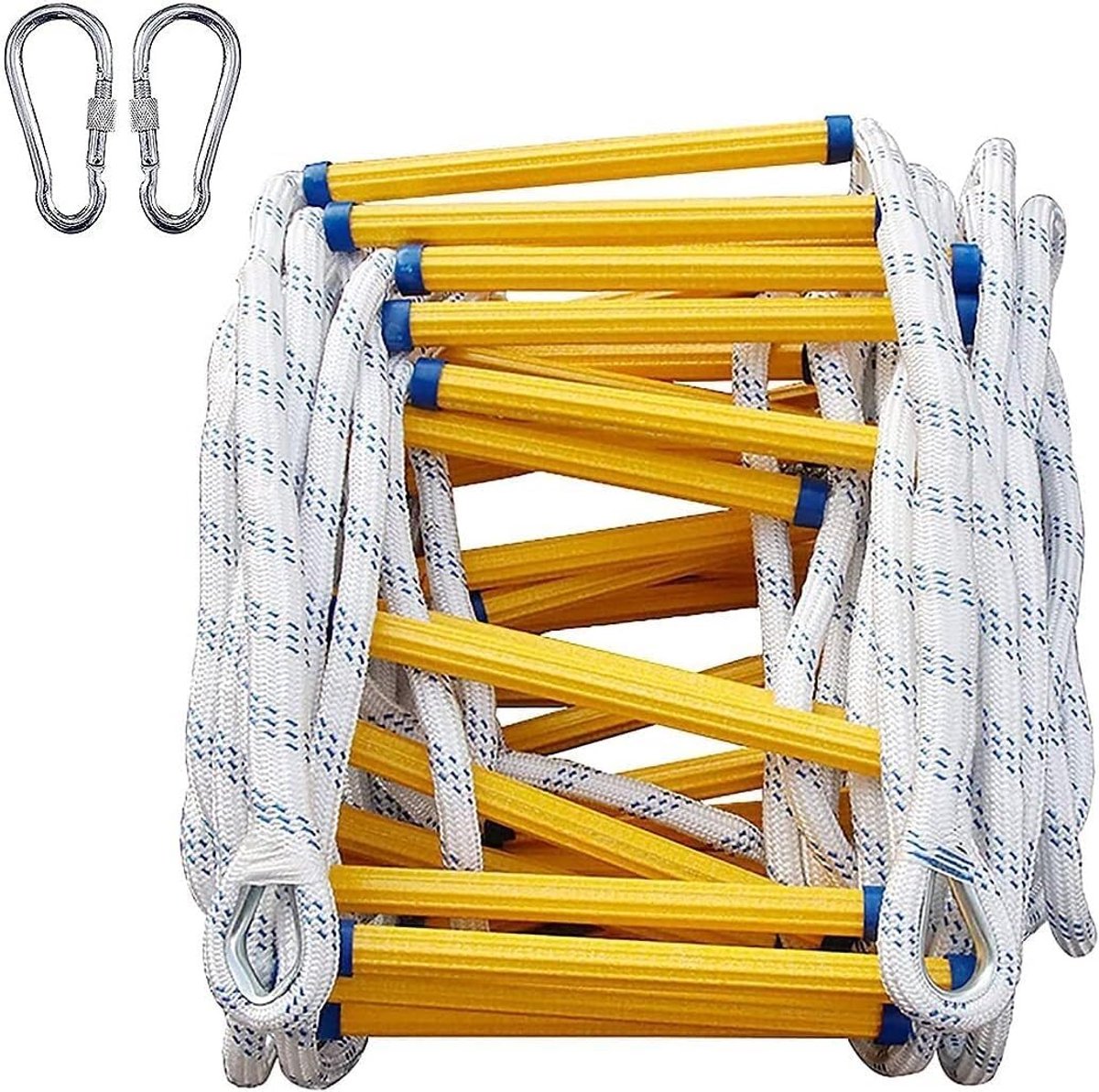 Reddingsladder Touwladder - Noodladder Veiligheid - Noodsituaties Ontsnappen - Vlamvertragend Materiaal - 12 Meter - Wit