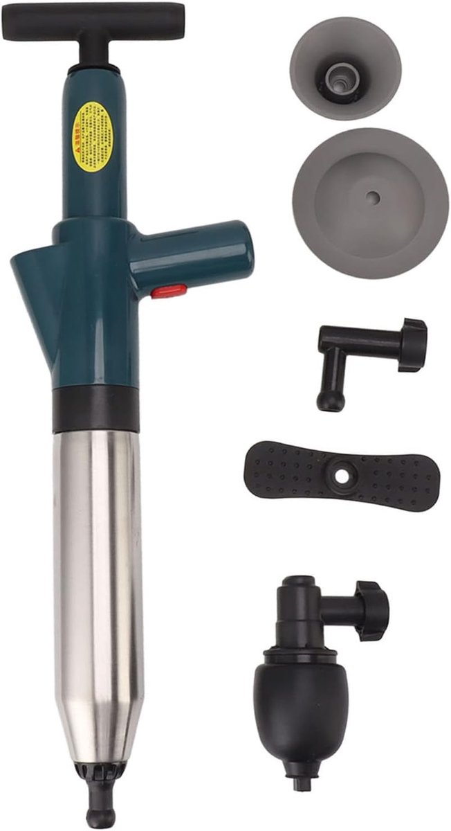 Pijpreinigingspomp - Afvoerdruk pomp - Verstoppingen oplossen - Hoge druk lucht - 58 cm lengte - Grijs