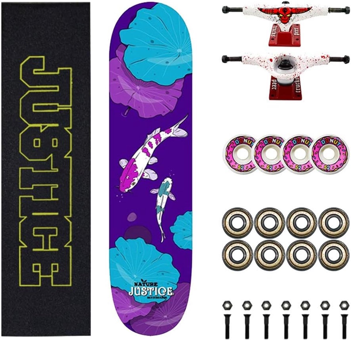 Longboard Skateboard Four Wheel Board Cruisen en Tricks Dubbele Rocker Design 80 x 20 cm Naturel