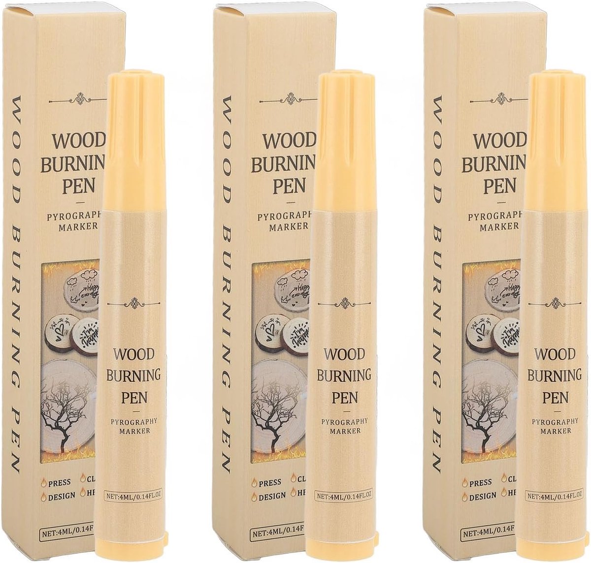 Houtgestookte Pen Set - Schroeigereedschap - Houtbewerking Projecten - Levendige Kleur Effecten - 3 Stuks - Niet Gespecificeerd