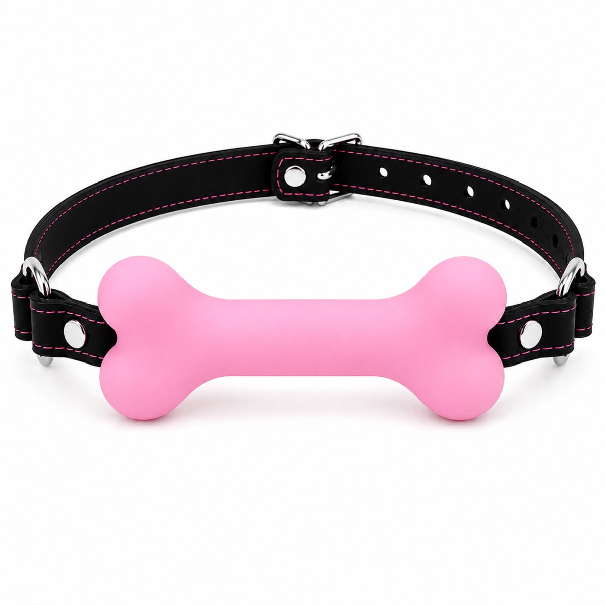 Bone Gag Roze met Verstelbare Band – Siliconen Mondstuk – Verstelbare Mondknevel voor Volwassenen
