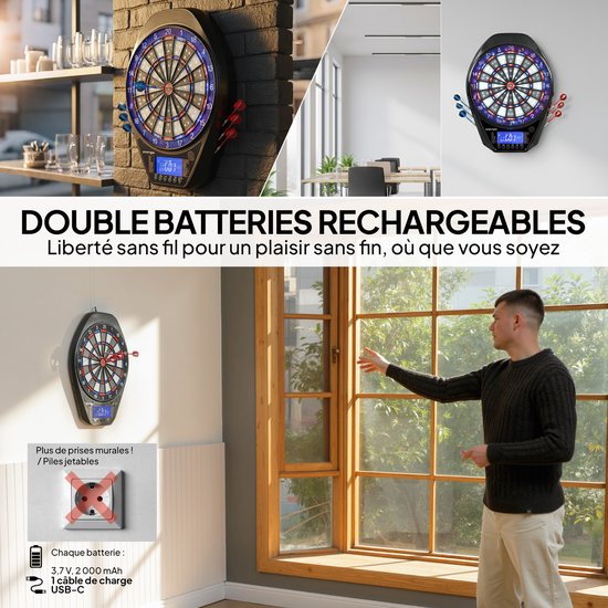 SPORTNOW-Elektronisch Dartbord-PP-60,5x45,5x3,6cm-Zwart van Merkloos — afbeelding 2