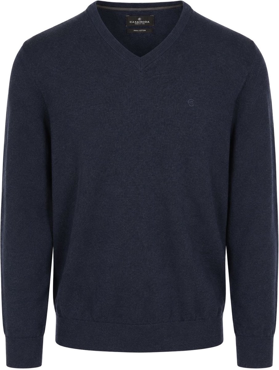 CASAMODA Pullover V-Hals Navy - Maat XL - Heren - Pullovers