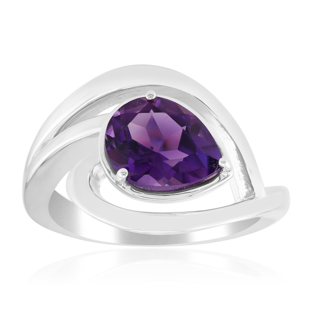 Cavill - Zilveren ring 925 sterling met 1,275 ct Uruguay amethist - Verstelbare ring met palladium coating - Elegante paarse damesring