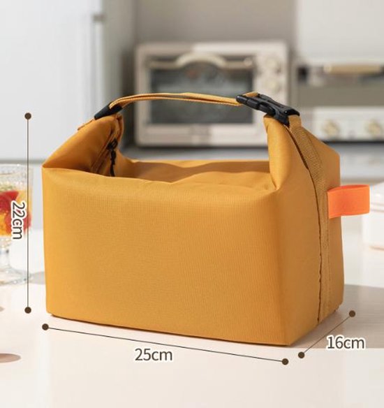 Lunchtas - Geïsoleerde lunchtas met handriem - lunchtas dames - lunch tas - Draagbare geïsoleerde tas - 25 x 22 x 16 cm - grijs - Thermisch ontwerp – Ideaal voor werk, picknicks en meer — afbeelding 2