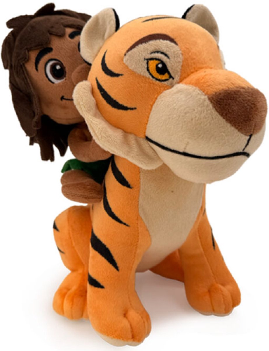 Mowgli & Shere Khan - The Jungle Book Pluche Knuffel 30 cm - Speelgoed Disney Knuffels voor Kinderen Jongens Meisjes - Jungle Boek