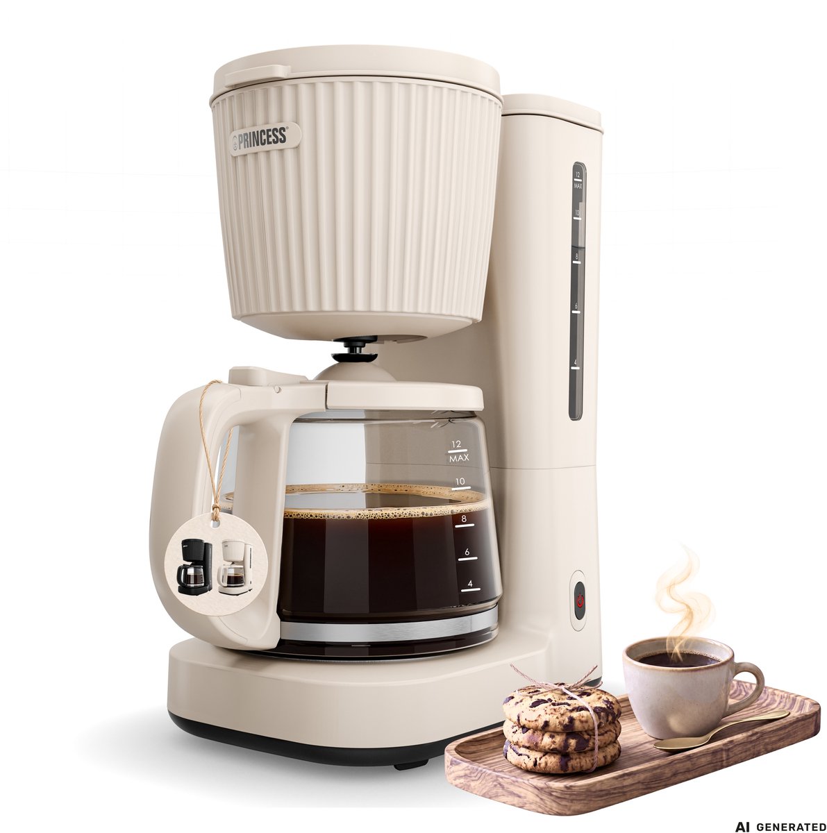 Princess Coffee Maker Wave Koffiezetapparaat – 1000 W – 1,5 L Glazen Kan – Warmhoudfunctie – Niet‑druppel Systeem - 246048