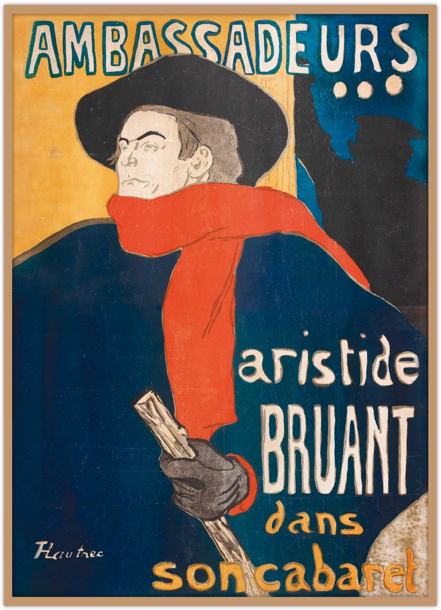 Poster Schilderij 50x70 cm – Aristide Bruant – Henri de Toulouse-Lautrec – MuseumEditions