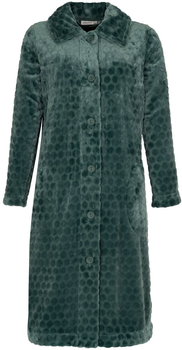 Dames Badjas met Knopen - Knoopsluiting - Super Zacht Fleece - Groen - maat XXL (52-54)