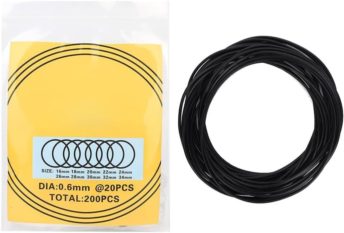 200 Stuks Waterdichte Rubber O-Ringen voor Horloge Reparatie - Sealing Gaskets en Gereedschapset 0.6mm
