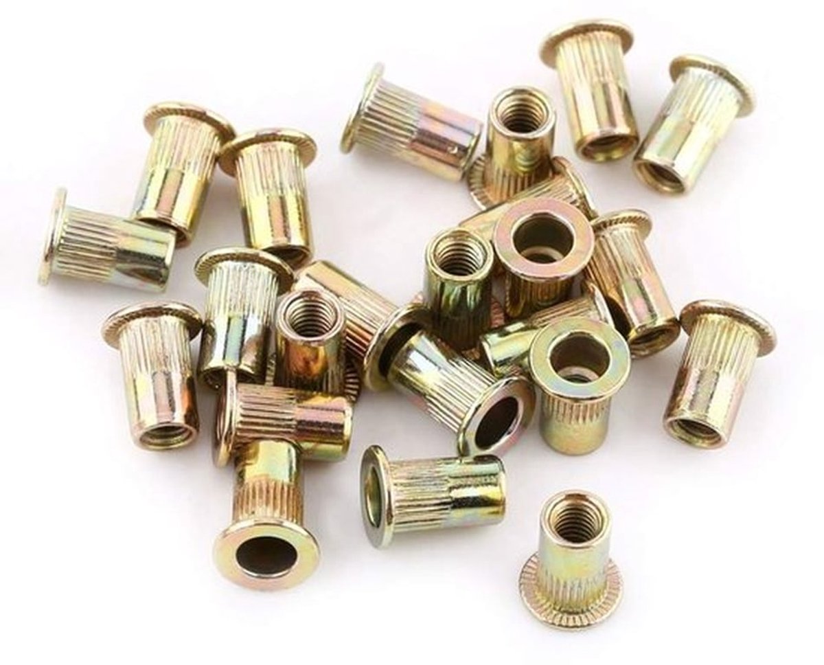 Klinkmoeren 100 Stuks - M3-M12 Assortiment - Verzinkt Koolstofstaal - Roestbestendig - Sterk - Multifunctioneel - Moeren