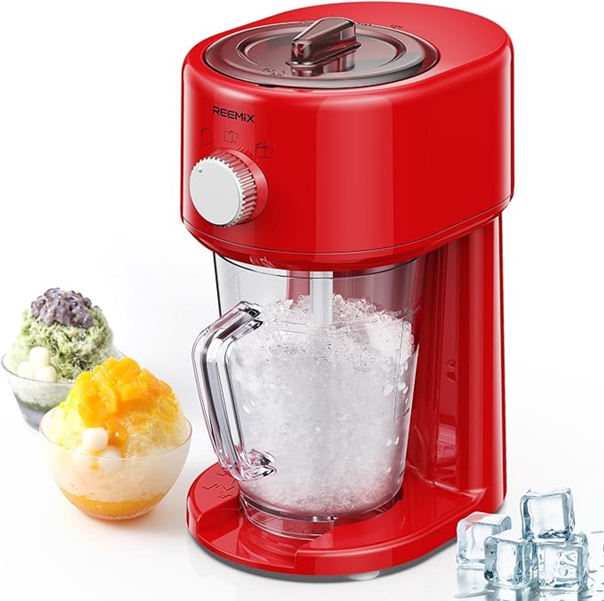 Slush Machine – IJsschaafmachine met 3 Modi voor Grof & Fijn IJs | Roestvrijstalen Messen & Veiligheidssluiting | Slushy Maker | Rood