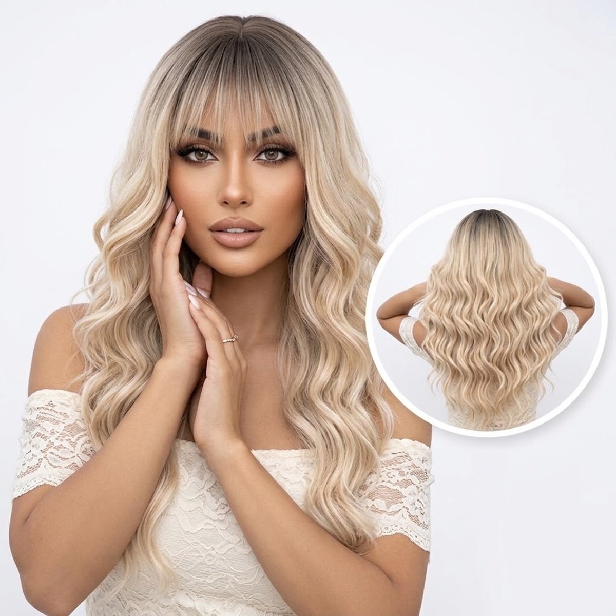 nifkos - Blonde Pruik Blond Bob - Pruiken Dames Kort Haar - Wig - Haarwerk - Wasbaar - 65 cm