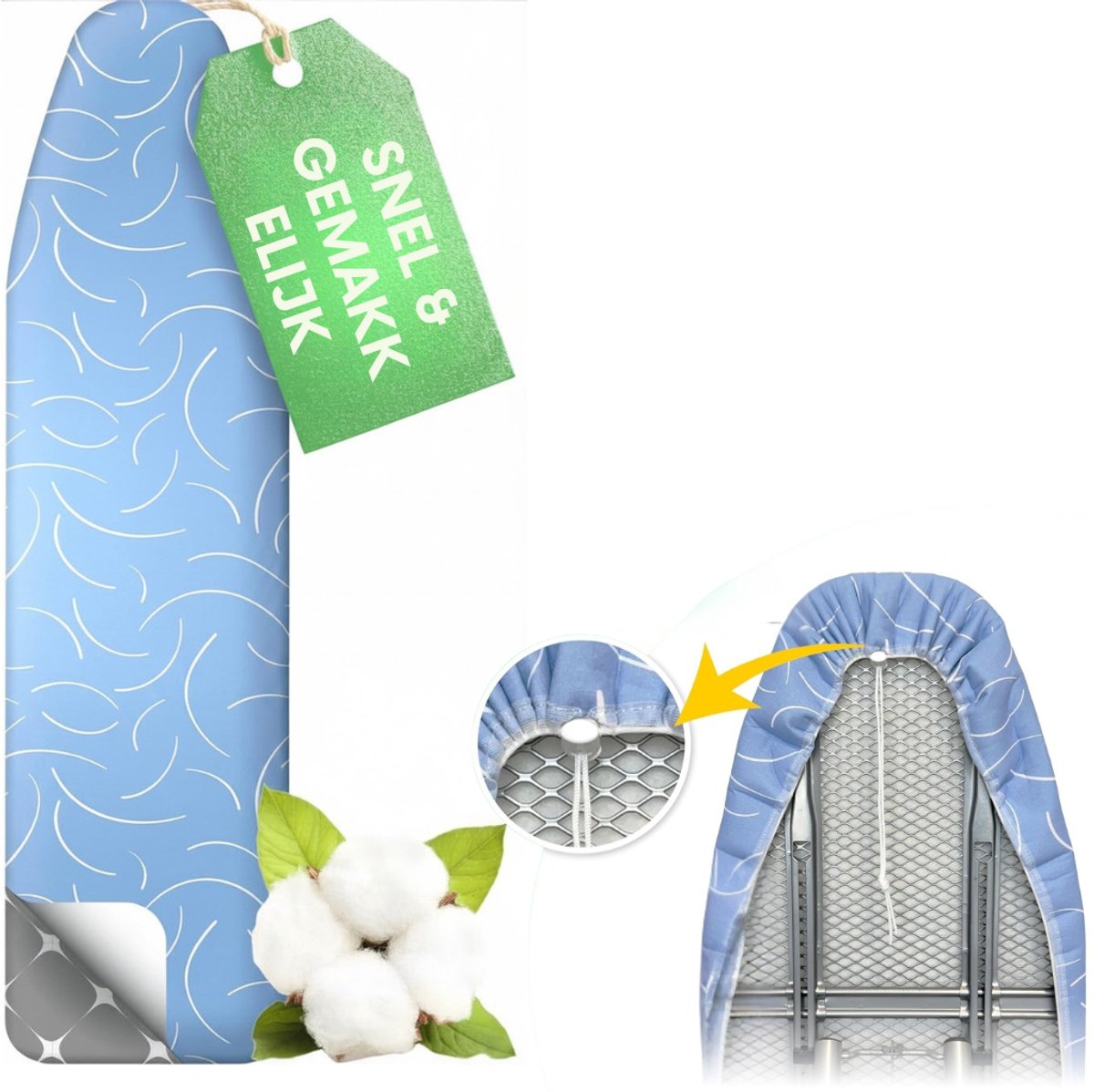 Zavio® Strijkplankhoes - Strijkplankhoezen - Strijkplankovertrek - Blauw