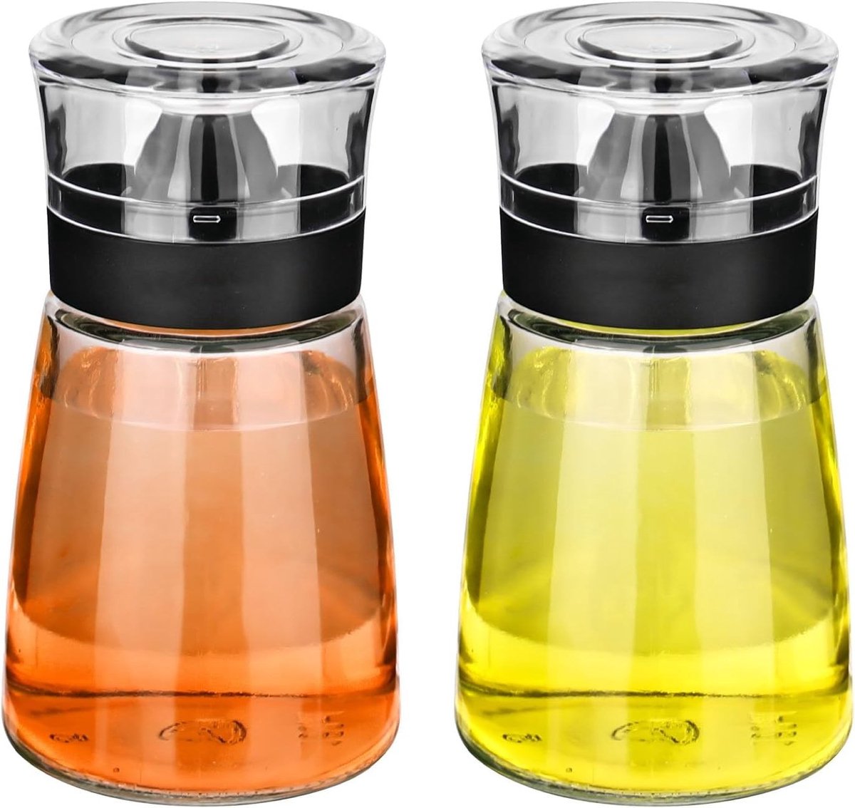 Olijfoliesprayer - Transparant - 12 x 6,7 cm - Glazen Oliesprayfles Set van 2 - Voor Outdoor en Keuken