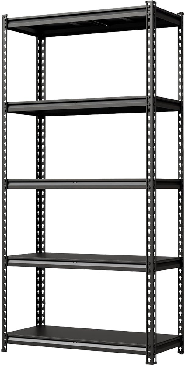 HoerFuriy - Zware‑Duty Stalen Opslagrek 5‑Laags - Modulair Scheidbaar Stellingrek - Verstelbare Legplanken - 90x40x183cm