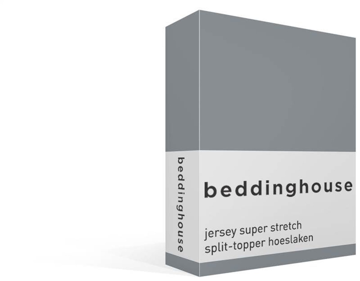 Beddinghouse katoen - Splittopper Hoeslaken - 180 x 200/220 cm Pocket depth: 25 cm Split: 85 cm - Blauwgrijs
