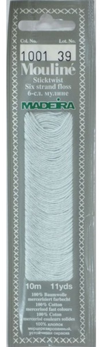 Borduurgaren Madeira Mouline 10 meter 6 draads splijtgaren - blauw (1001)