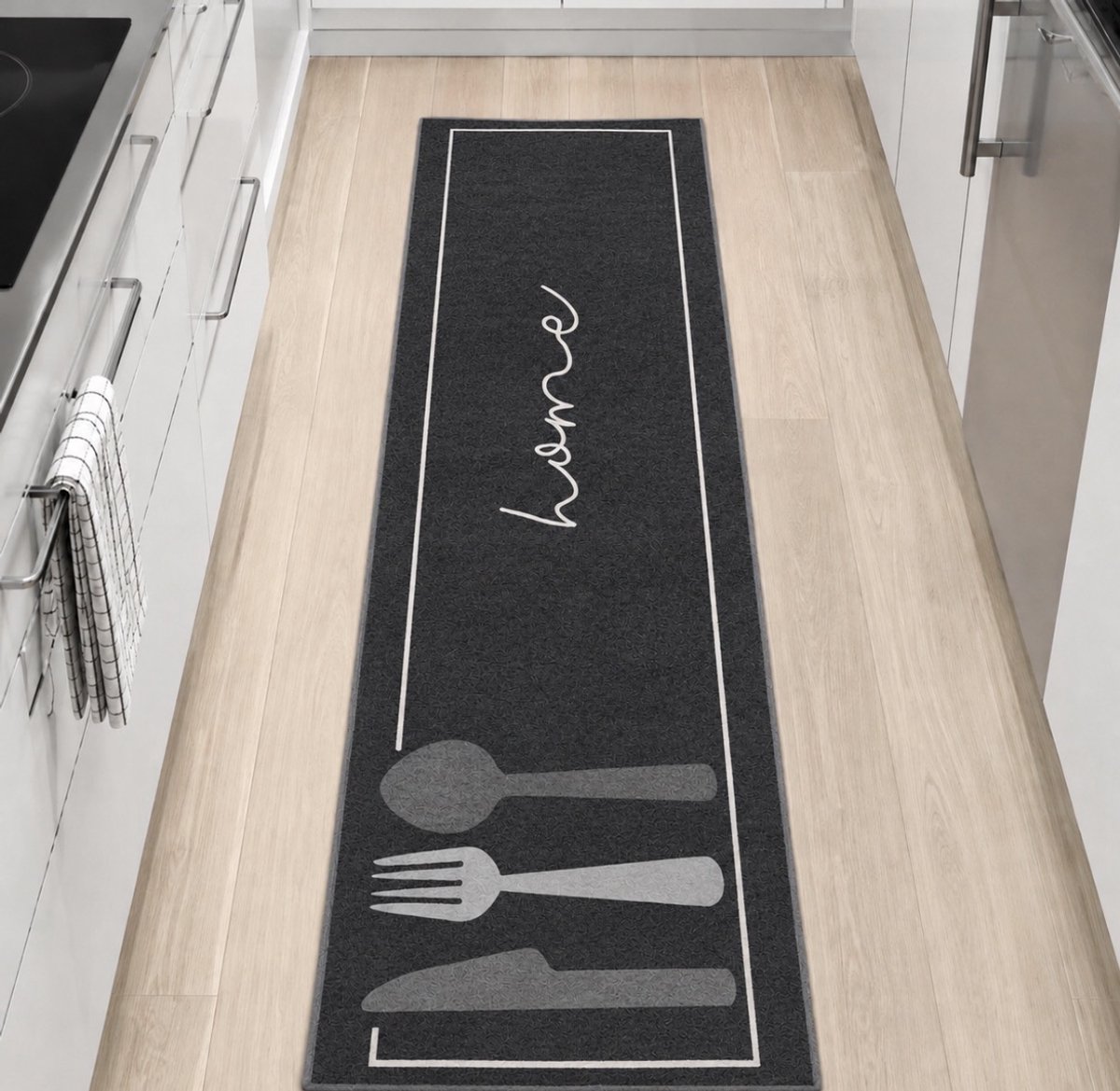 La Sheba Keukenloper Kitchen - Antraciet - 60x180 cm - Vloerkleden - Keuken Tapijt - Keukenmat - Loper Tapijt - Loper Vloerkleed