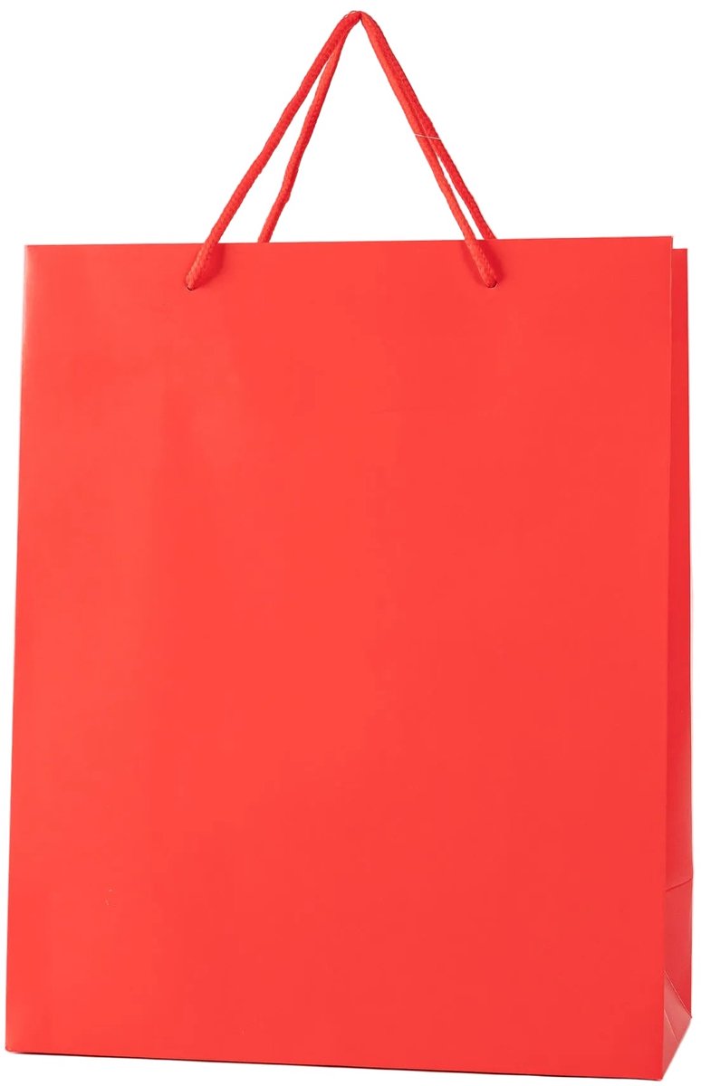 24x Luxe Papieren Koordtassen Rood – 26x32x12cm – Stevige Cadeautassen & Verpakkingstassen