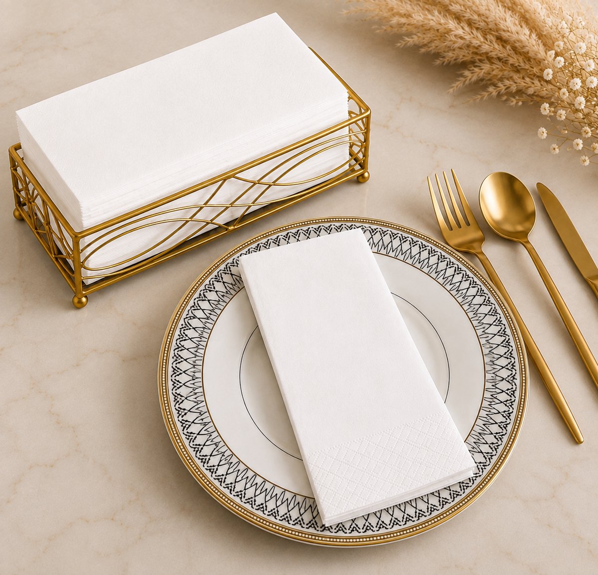 ATXANC Servetten 40 x 40 cm – Wit – 2-laags – 100 Vellen per Pak – 2 Pakken – Zacht en Sterk – Goede Absorptie – Voor Restaurants, Hotels en Dagelijks Gebruik
