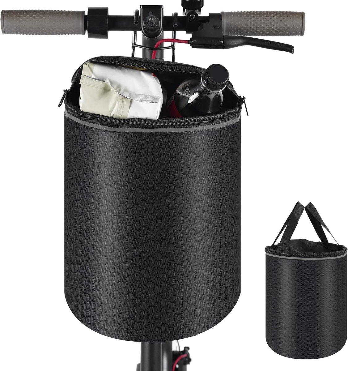 KZQ Waterdichte vouwbare fiets- en scooter mandtas - Met ritsdeksel voor regen- en spatbescherming - Geschikt voor vouwfietsen scooters en damesfietsen - Zwart