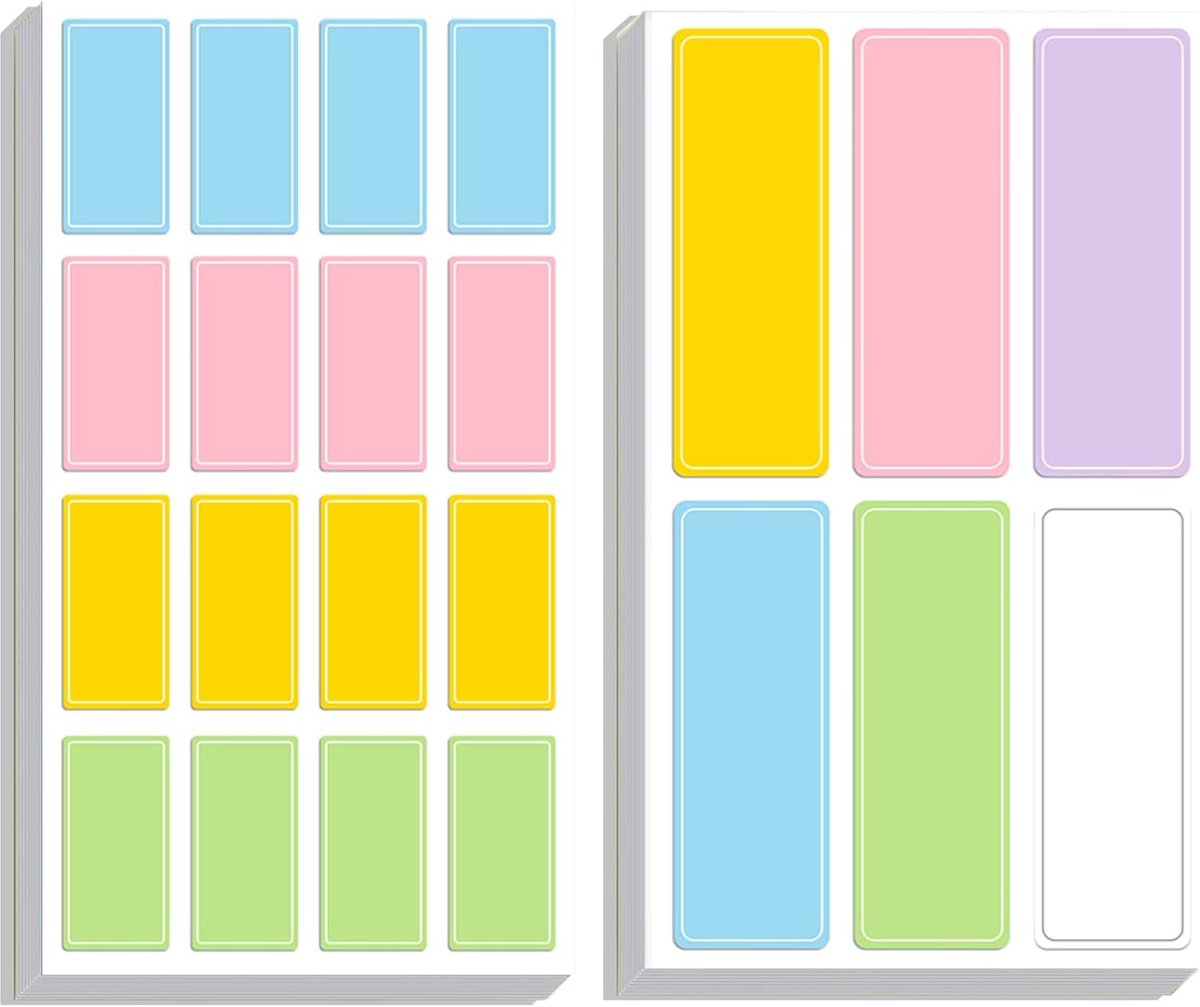Stickers voor het labelen van kleine voorwerpen - 700 stuks zelfklevende naamlabels in diverse kleuren, ideaal voor pennen, linialen en organisatie (15 x 30 mm + 22 x 63 mm)