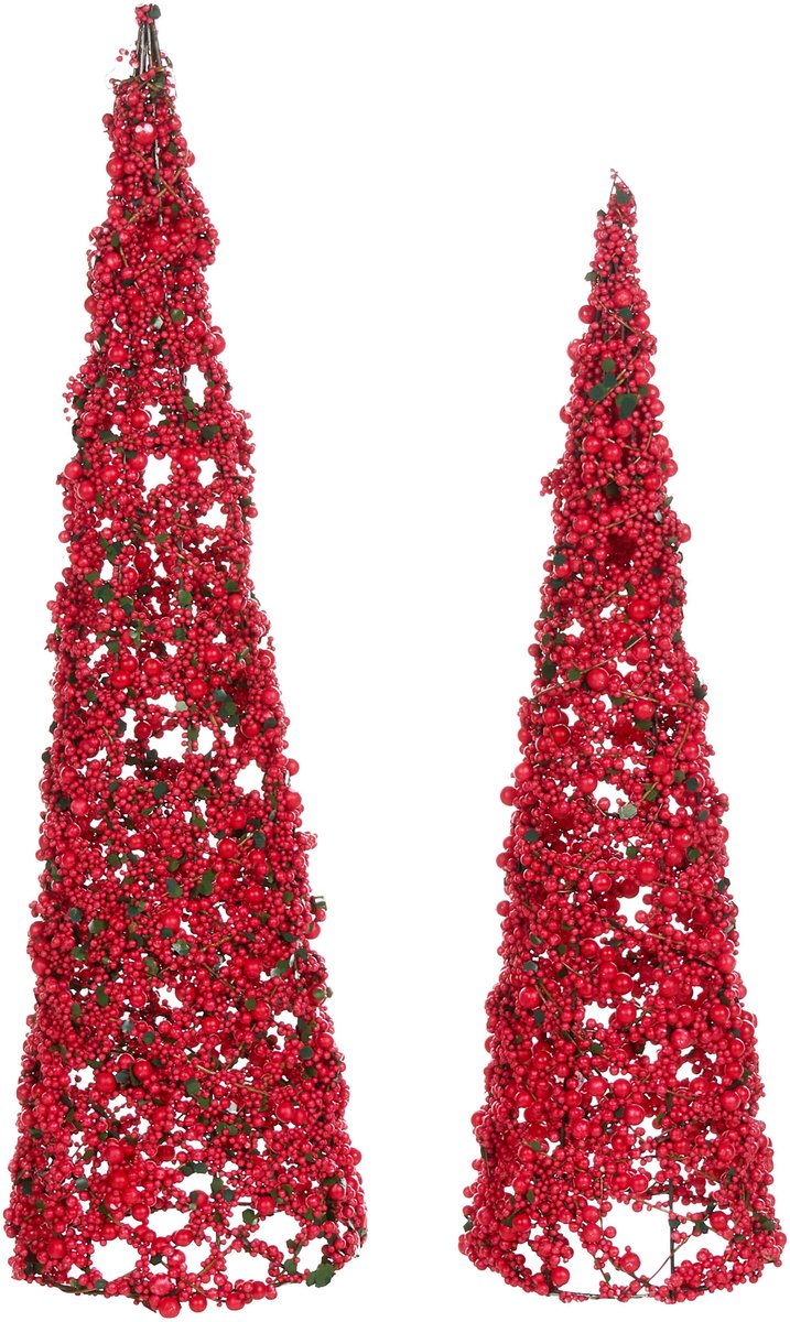 TAKERN - Kerstfiguren set van 2 - Rood - Metaaldraad