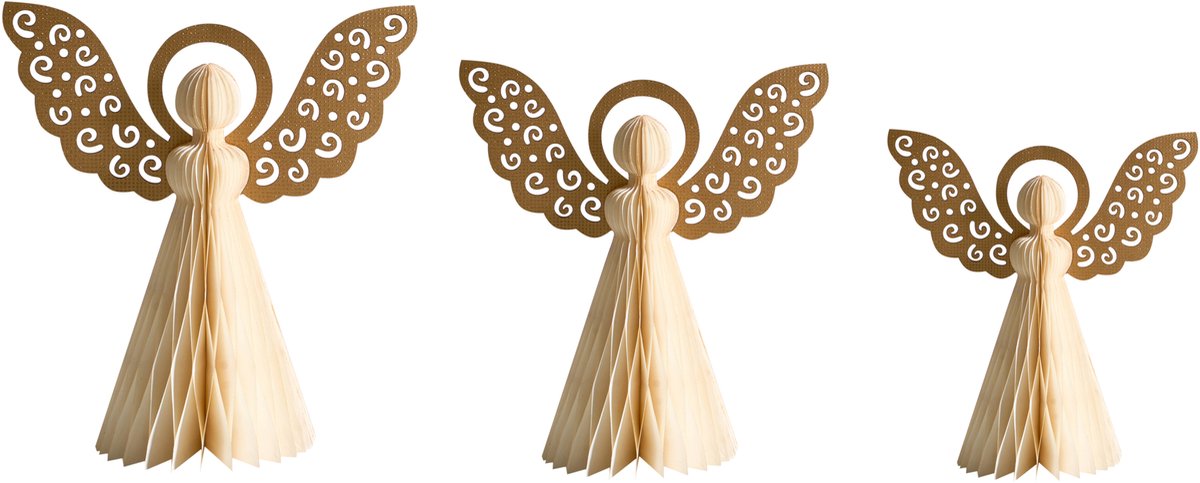 EIRA - Set van 3 kerstfiguren - Beige - Papier