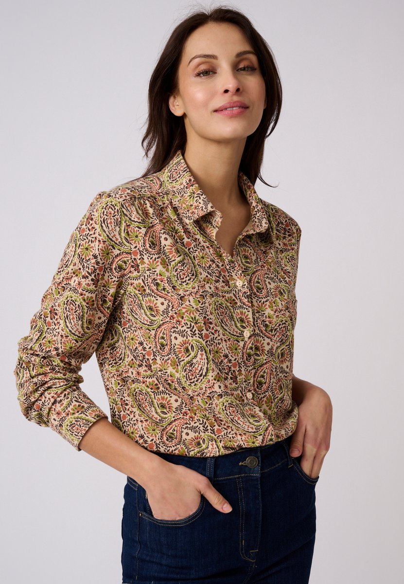 Damart - Overhemdblouse met print Thermolactyl - Dames - Beige - L