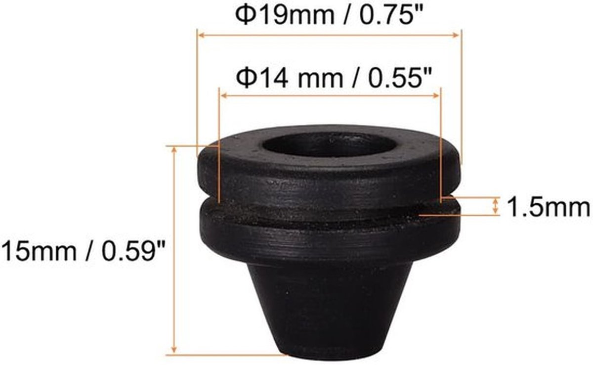 Oogjesdraadbeschermers - Rubberen - 14 mm - Zwart - 4 Stuks - Voor Thuis/Kantoor/Industrie - Draadbeschermers