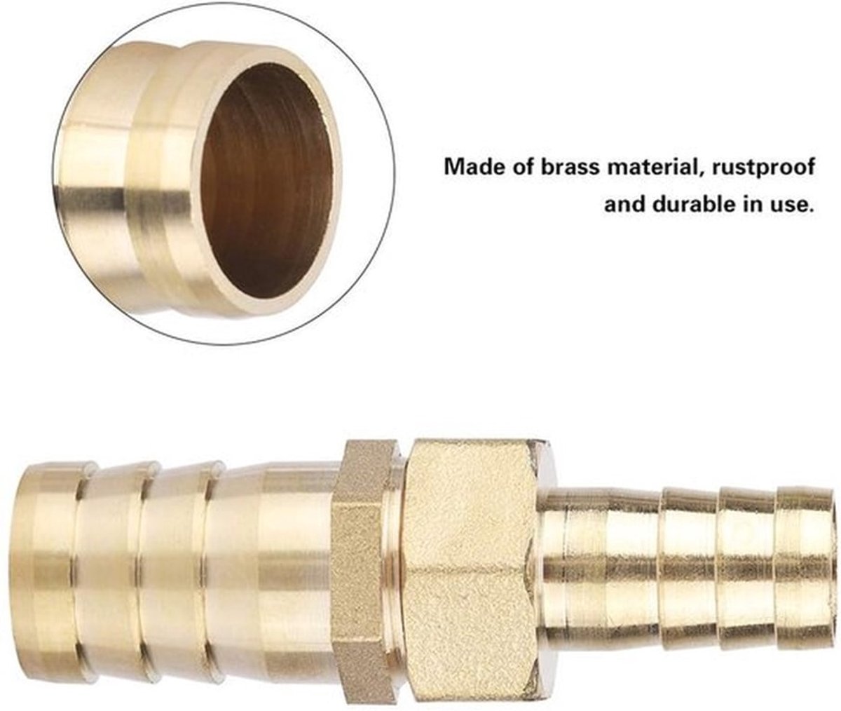 Messing Barbed Reducing Bushing - Pijp Fitting Connector Adapter - 14-19 mm - Hoge Drukbestendigheid - Betrouwbare Verbinding - Geschikt...