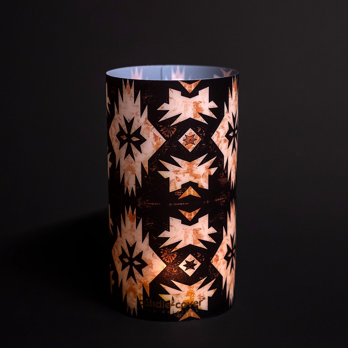 Candle-Cover - Tribal - trendy omhulsel voor (oplaadbaar) theelicht en waxinelicht - windlicht - 9 cm rond - 16 cm hoog