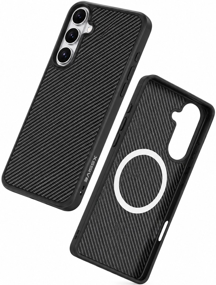 Multimedia & Accessoires – TPU Back Cover Case Carbon met MagSafe – Geschikt voor Samsung Galaxy S26 – Zwart