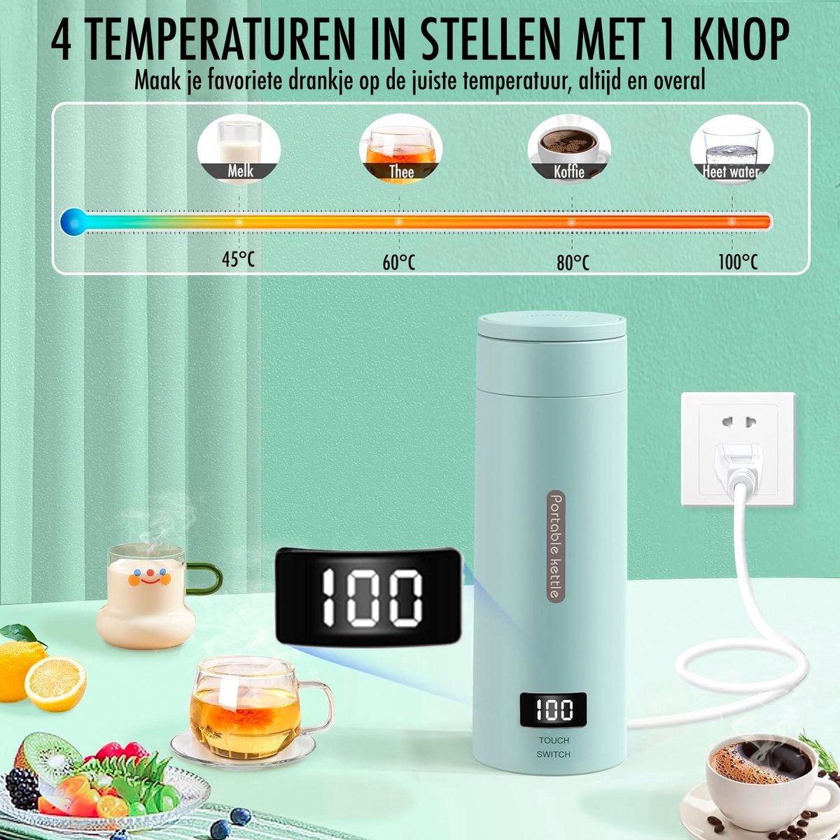 TM&DY Draagbare Waterkoker met Temperatuurregeling thumbnail 2