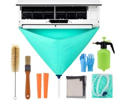 GoGoodies® Airco reiniger 8-delige cleaner set – Opvangzak Airconditioning - Airconditioner schoonmaken reinigingskit - Schoonmaakset - Groen