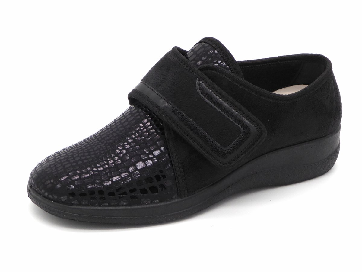 Fischer Dames Stretch Pantoffel - 18411-222 Zwart - Maat 37