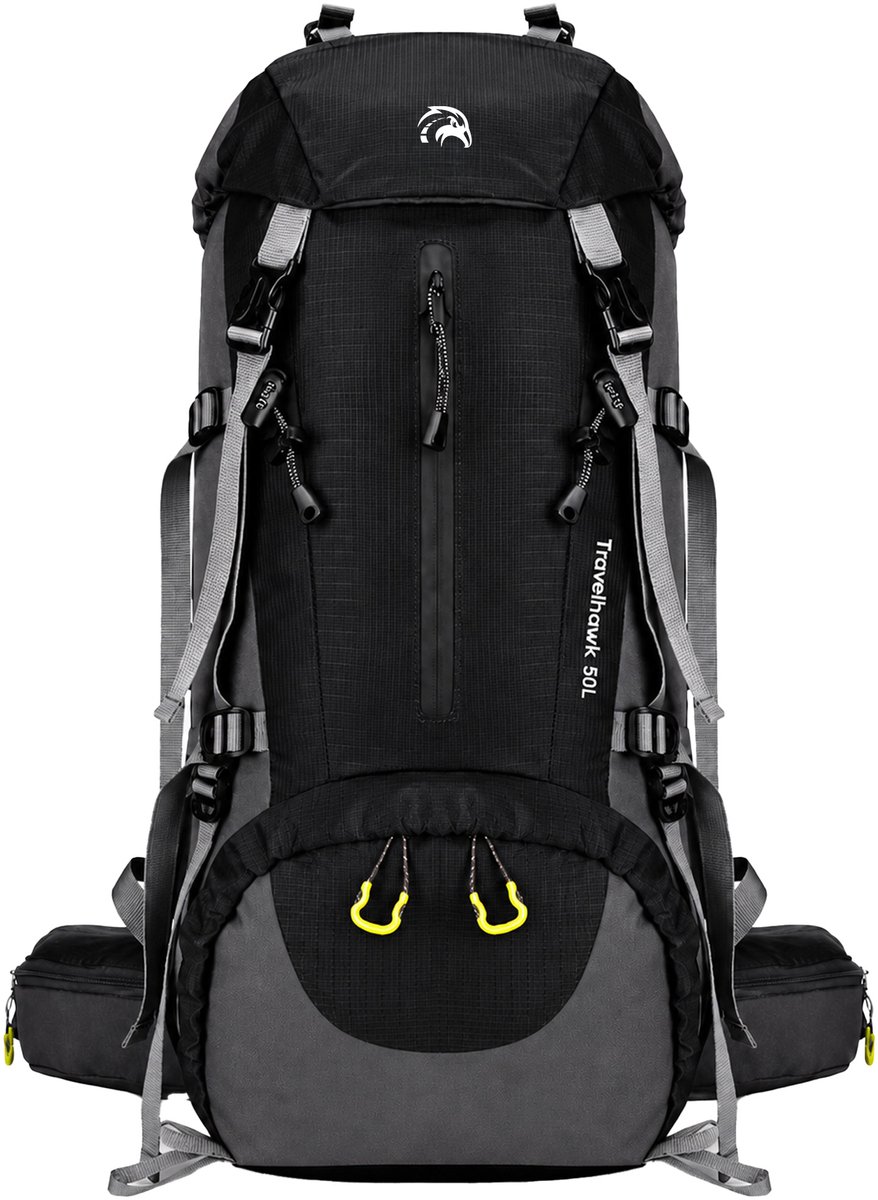 Travelhawk Backpack - 50 Liter - Unisex - Met Laptop Sleeve - Backpacking - Rugzak - Zwart