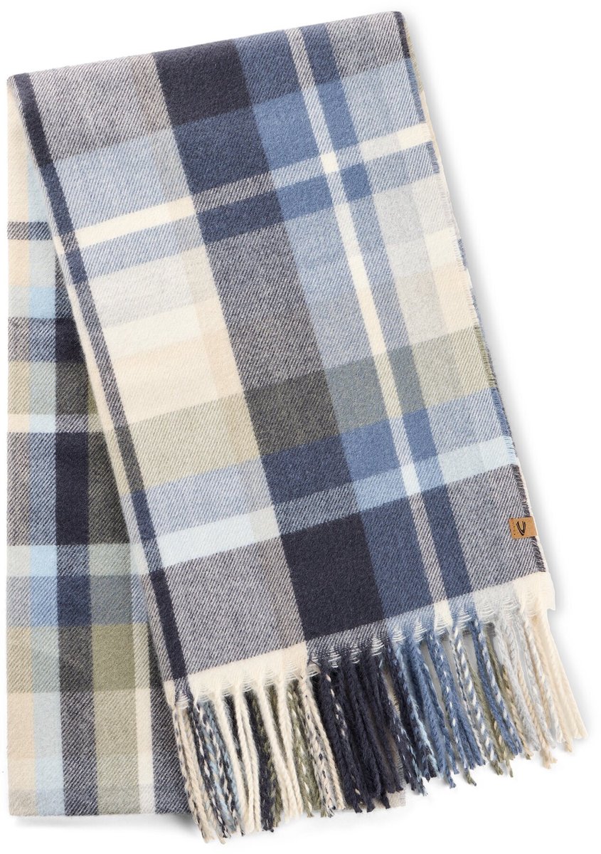 camel active Geweven sjaal met ruitpatroon - Maat womenswear-OS - Indigoblauw