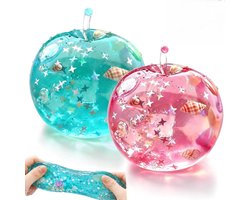 2er Set Apfel Squishy – Langsam Rückfederndes Anti-Stress-Spielzeug – Weiches Sensorik-Spielzeug mit Kokosduft – Für Büro, Schule und Freizeit – Blau & Rosa