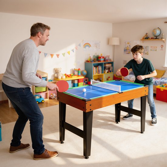 SPORTNOW Multi-Gaming Ballentafel - MDF, kunststof - 134L x 108B x 144H cm - Walnootbruin — afbeelding 5