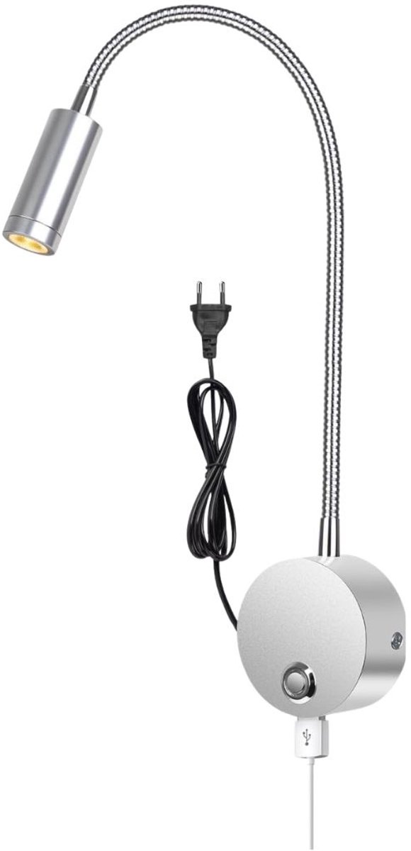 Zavio® Bedlampjes Hoofdbord - Leeslampjes met Meerdere Standen - Bedlamp Slaapkamer Volwassenen - Zilver