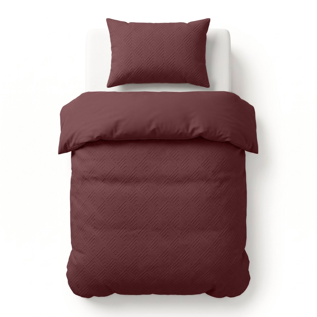 Sleeptime Modern Geo 3D Dekbedovertrek – 140x200/220 cm – Bordeaux