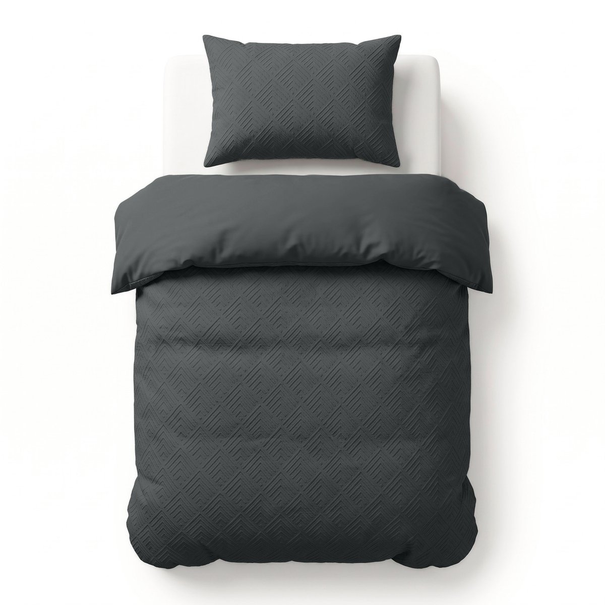 Sleeptime Modern Geo 3D Dekbedovertrek – 140x200/220 cm – Anthracite