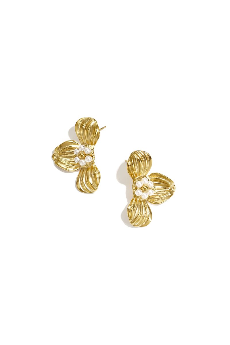 Niva - Oorknopjes - Bloem - Goud - Stainless Steel - - Goudkleur