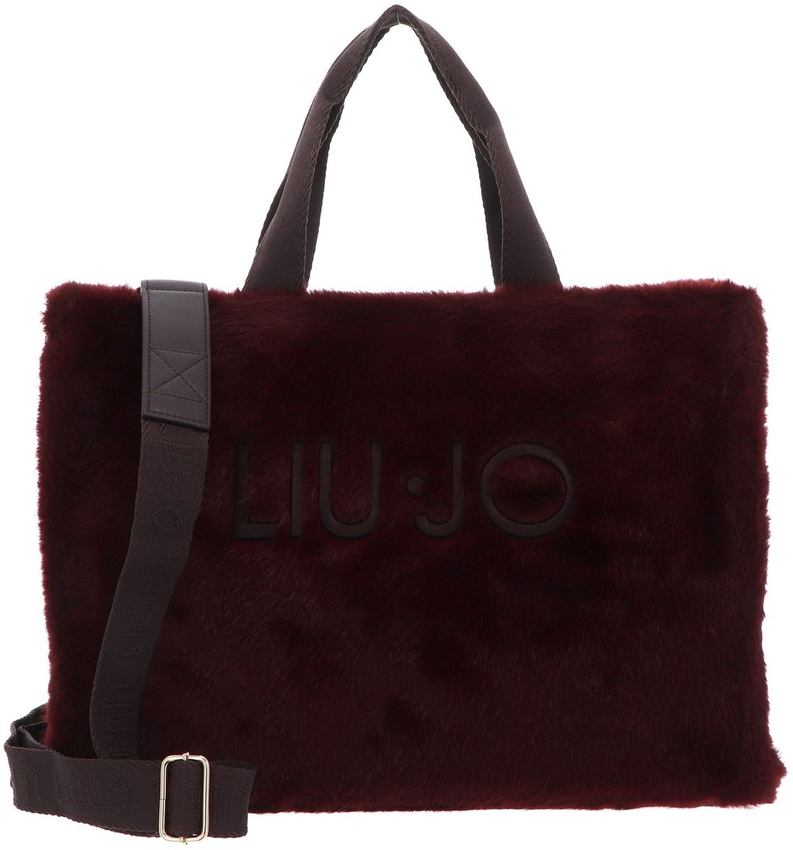 LIU JO shopper schoudertas Fake Fur Tote Bag Red Aubergine donkerrood