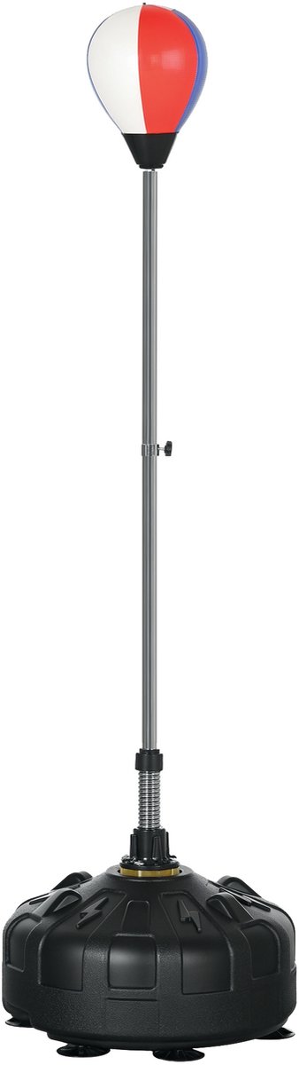 Boksbal - in hoogte verstelbaar 147 - 165 cm - vulbare voet - staal - zwart+rood+wit