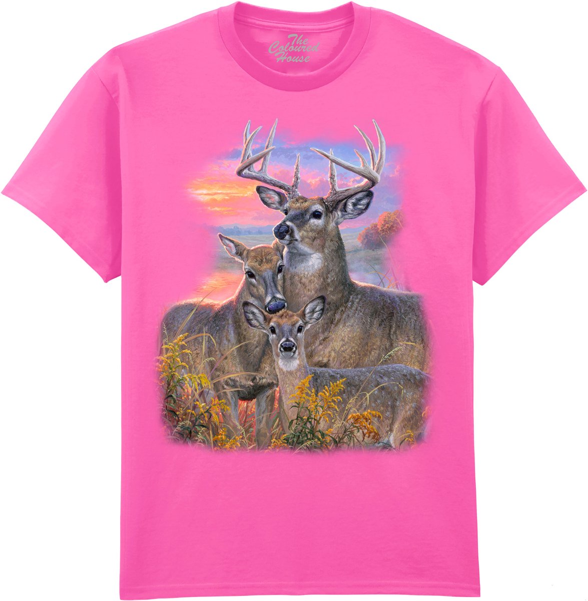 Herten Whitetail Family The Coloured House T-shirt XXL