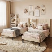 Bealife AF14 Cadre de lit - 200 x 90 cm - Tête de lit rembourrée - Gris foncé